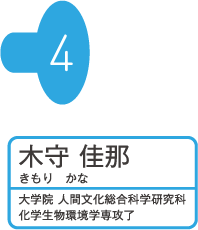 木守佳那 きもりかな 大学院 人間文化総合科学研究科 化学生物環境学専攻了